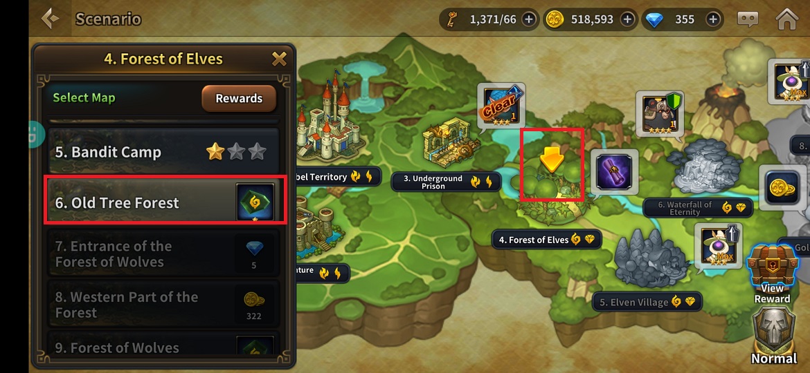 بخش  های مختلف صفحه  ی اصلی بازی همراه با خدایان
